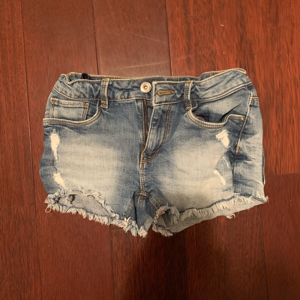 Girl Blue Ripped Denim Shorts